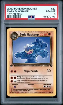 2000 POKEMON TEAM ROCKET 1ST EDITION #27 DARK MACHAMP PSA 8 - Image 1