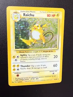 Raichu - 14/102 - Pokemon Base Set Unlimited Holo Rare Card WOTC MP/HP Card 14/1 - Image 3