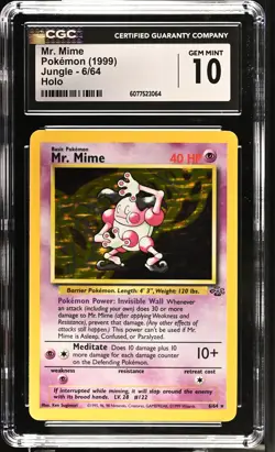 CGC 10 Mr. Mime 6/64 Holo Jungle Pokemon Card - Image 1