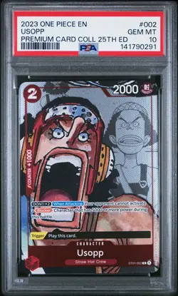 2023 ONE PIECE PREM BANDAI PREM CARD COLL 25TH ED #002 USOPP PSA 10 - Image 1