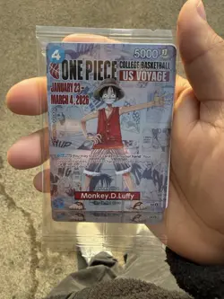 One Piece Monkey.D.Luffy [College Basketball US Voyage] P-055 Promo Card SEALED - Image 1
