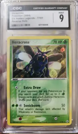 CGC 9 Heracross 2004 EX Hidden Legends 7/101 Reverse Holo Pokemon Card - Image 1
