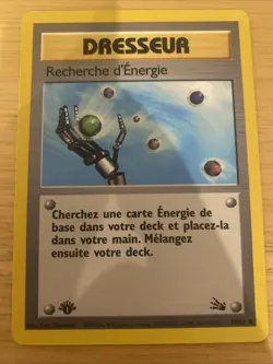 Trainer Energy Search 59/62 FOSSIL 1st Edition 1999 Pokemon Card - LP - Image 1