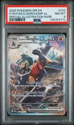 2025 POKEMON DRI EN-DESTINED RIVALS #232 CYNTHIA'S GARCHOMP EX PSA 8 - Image 1