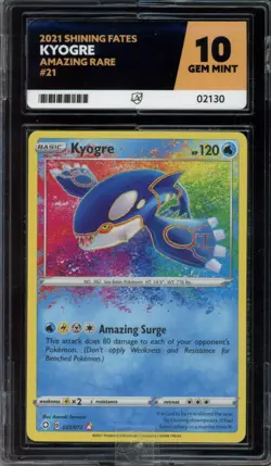 Pokemon Shining Fates - Kyogre - Amazing Rare #21 - Ace Grading GEM MINT 10 - Image 1