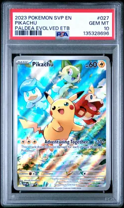 2023 POKEMON SVP EN-SV BLACK STAR PROMO #027 PIKACHU PSA 10 - Image 1
