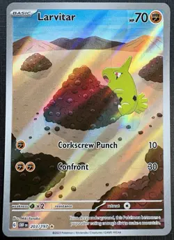 Larvitar 203/197 - Pokemon Obsidian Flames - ILLUSTRATION RARE HOLO- 2023 SV03 - Image 1