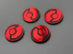 POKEMON PROFESSOR PROGRAM Set of 4 Red Metallic plastic coins - Image 1