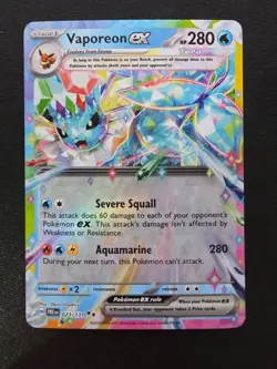 Pokemon TCG Vaporeon EX Prismatic Evolutions 023/131 Double Rare NM Condition - Image 1