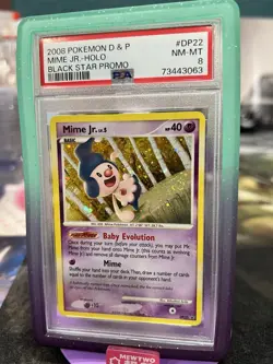 PSA 8 2008 Pokemon D&P Mime Jr. Holo Black Star Promo #DP22 SWIRLED UP 🌀 POP 8 - Image 1