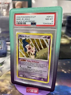 PSA 8 2008 Pokemon D&P Mime Jr. Holo Black Star Promo #DP22 SWIRLED UP 🌀 POP 8 - Image 2