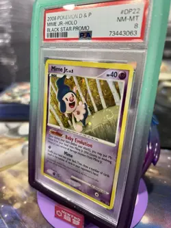 PSA 8 2008 Pokemon D&P Mime Jr. Holo Black Star Promo #DP22 SWIRLED UP 🌀 POP 8 - Image 3