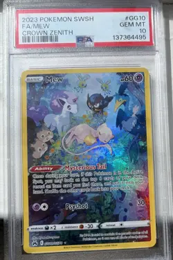2023 POKEMON SWORD & SHIELD CROWN ZENITH #GG10 FULL ART/MEW PSA 10 - Image 1