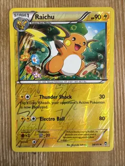 Raichu - 28/111 - Reverse Holo Furious Fists XY TCG - Pokemon Card - DAMAGED - Image 1