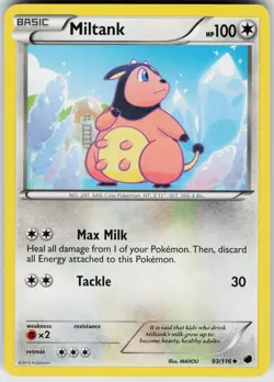 Pokemon Miltank 93/116 Plasma Freeze Uncommon card - Image 1