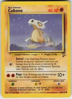Pokemon TCG Cubone 070/130 Base Set 2 Common card Normal LP - Image 1
