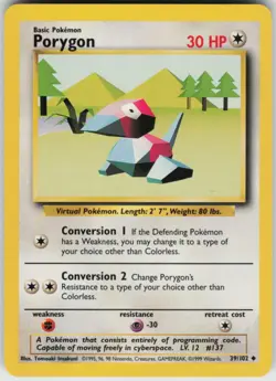 Pokemon TCG Porygon 039/102 Base Set Uncommon card Normal LP - Image 1