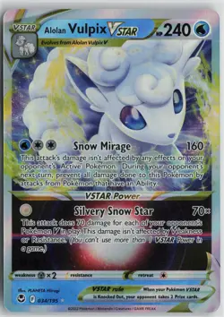 Pokemon Alolan Vulpix VSTAR 034/195 SWSH12: Silver Tempest Holo card - Image 1