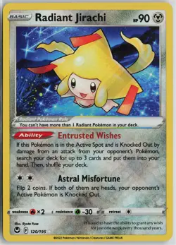 Pokemon Radiant Jirachi 120/195 SWSH12: Silver Tempest Holo card - Image 1