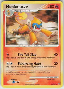 Pokemon TCG Monferno 56/127 Platinum Uncommon card Normal - Image 1
