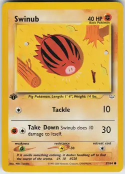 Pokemon TCG Swinub 57/64 Neo Revelation Common card 1st Edition LP - Image 1