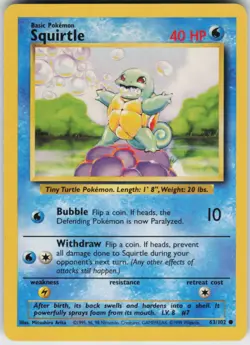 Pokemon TCG Squirtle 063/102 Base Set Common card Normal LP - Image 1