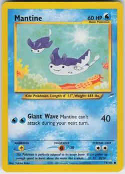 Pokemon TCG Mantine 074/105 Neo Destiny Common card Unlimited LP - Image 1