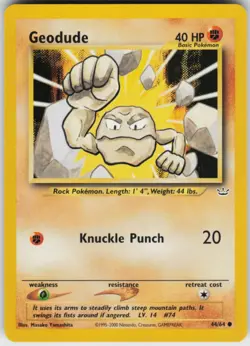 Pokemon TCG Geodude 44/64 Neo Revelation Common card Unlimited LP - Image 1