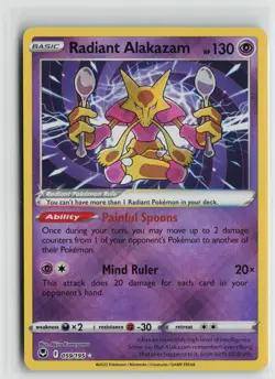 Pokemon Radiant Alakazam 059/195 SWSH12: Silver Tempest Holofoil card NM - Image 1