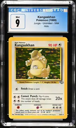 CGC 9 Kangaskhan 5/64 Jungle 1999 Holo graded Pokemon card - Image 1