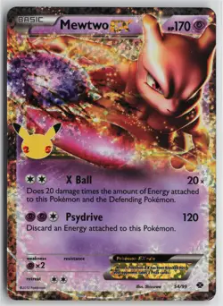 Pokemon Mewtwo EX 54/99 Celebrations: Classic Collection Holo card - Image 1