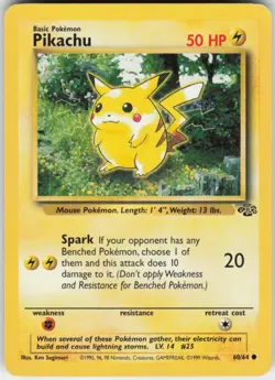 Pokemon TCG Pikachu 60/64 Jungle Common card Unlimited MP - Image 1