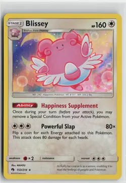 Pokemon Blissey 153/214 SM - Lost Thunder holo card Near Mint - Image 1