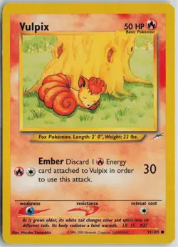 Pokemon Vulpix 091/105 Neo Destiny MP card - Image 1