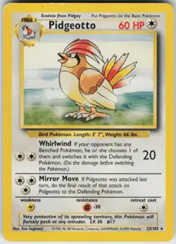 Pokemon TCG Pidgeotto 022/102 Base Set Rare card Normal LP - Image 1