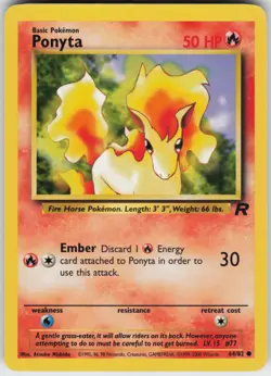 Pokemon TCG Ponyta 64/82 Team Rocket Common card Unlimited LP - Image 1