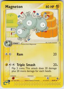 Pokemon DAMAGED Magneton - 35/97 Dragon Normal card - Image 1
