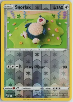 Pokemon Snorlax 109/159 Crown Zenith Reverse Holo card - Image 1