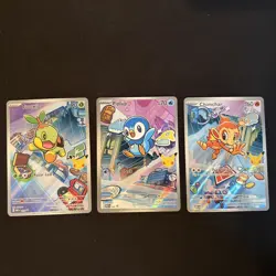 Pokemon First Partner Promos 30th Anniversary - Turtwig, Piplup, Chimchar mint - Image 1