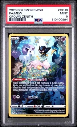 2023 POKEMON SWORD & SHIELD CROWN ZENITH #GG10 FULL ART/MEW PSA 9 - Image 1