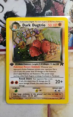 Dark Dugtrio 6/82 Holo Rare 1st Edition Team Rocket Swirl NM Pokemon - Image 1