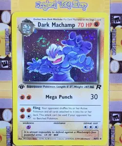 Pokemon Dark Machamp Team Rocket 1st Edition Holo Rare 10/82 Holo Swirl - Image 1