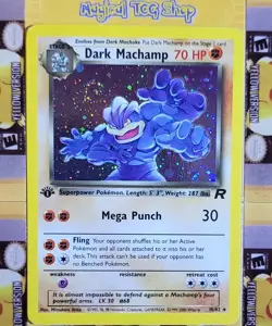 Pokemon Dark Machamp Team Rocket 1st Edition Holo Rare 10/82 Holo Swirl - Image 4