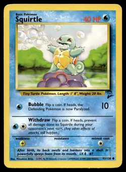 Squirtle 93/130 Pokemon Card Base Set 2 Common 40 HP Near Mint P30 - Image 1