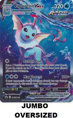 Vaporeon VMAX Jumbo Oversized | Pokemon TCG Promo SWSH182 Full Alt Art Holo NM M - Image 1