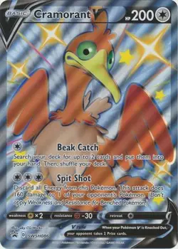 CRAMORANT V SWSH086 SWORD & SHIELD POKEMON (SHINY FULL ART PROMO, NM) - Image 1