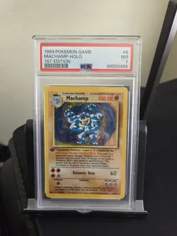 Pokemon TCG Machamp Holo 1st Edition 1999 Base Set 8/102 PSA 7 - Image 1