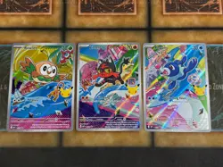 Pokemon First Partner Illustration Rowlet Litten Popplio 043 044 045 Set NM - Image 1