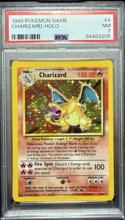 Pokemon Charizard Base Set Holo Rare #4/102 120 HP English PSA 7 1999 - Image 1
