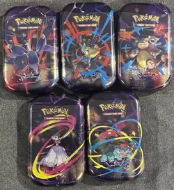 NEW SEALED 5x Pokemon TCG Mega Evolution Mega Heroes Mini Tins (Art Set of 5) - Image 1